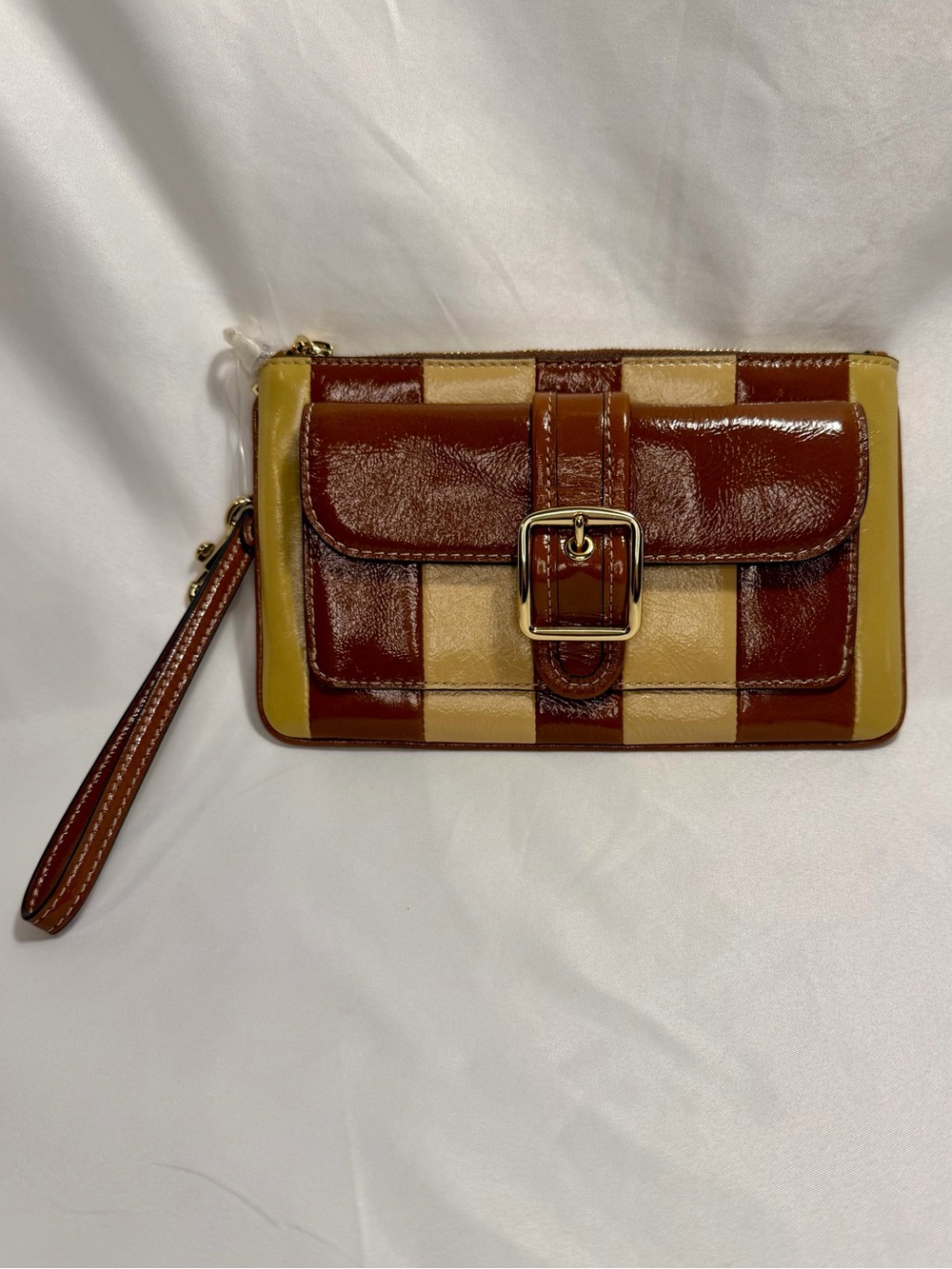 Coach Ashton Wristlet With Striped Patchwork